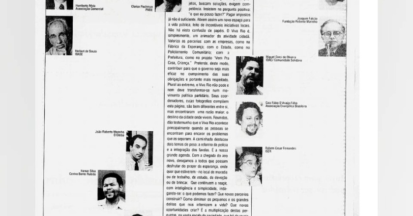 JORNAL DO BRASIL - 1995 - Caio Fábio entre os integrantes do Viva Rio.
